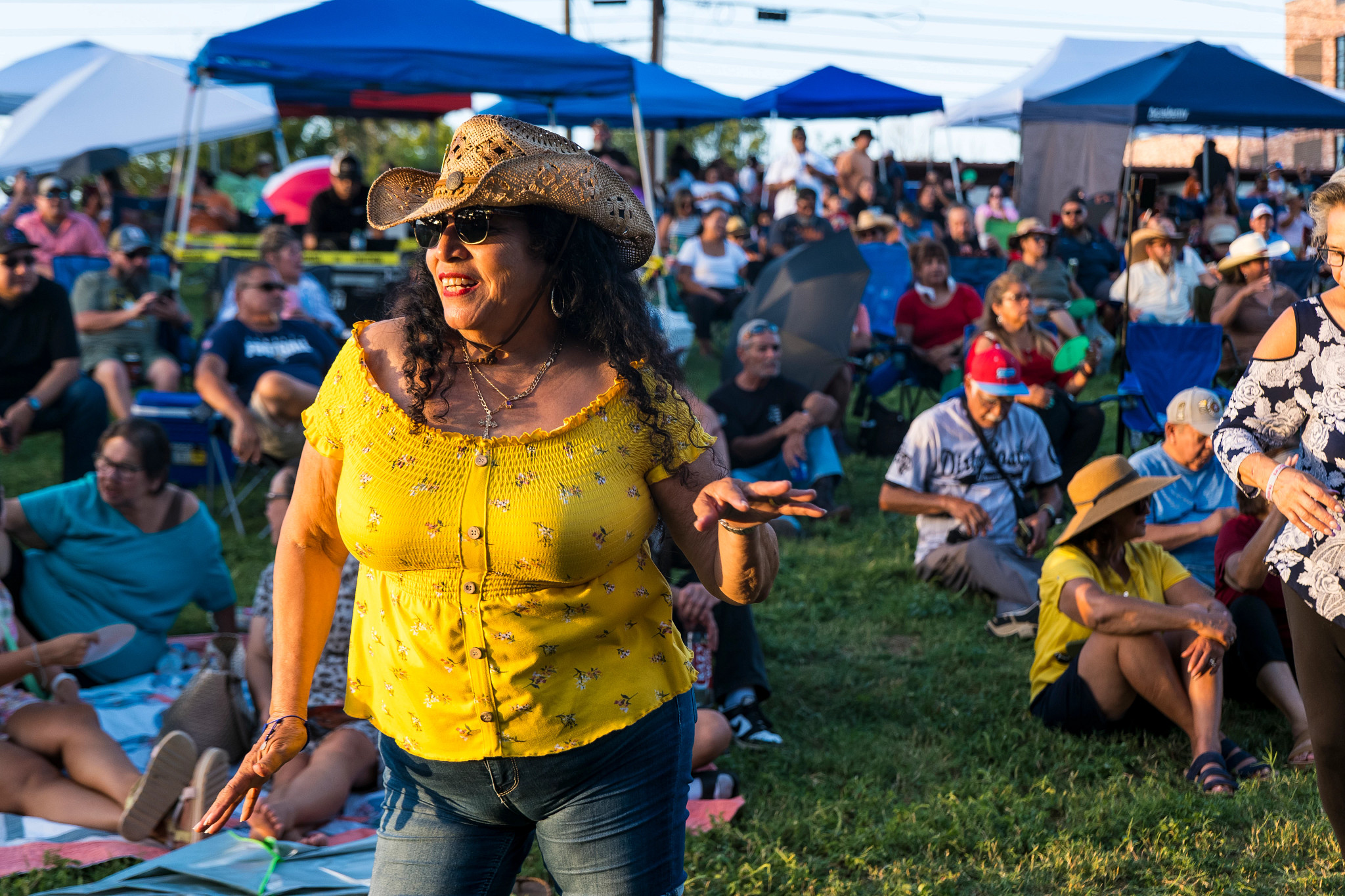 Woman in yellow shirt at Hillside