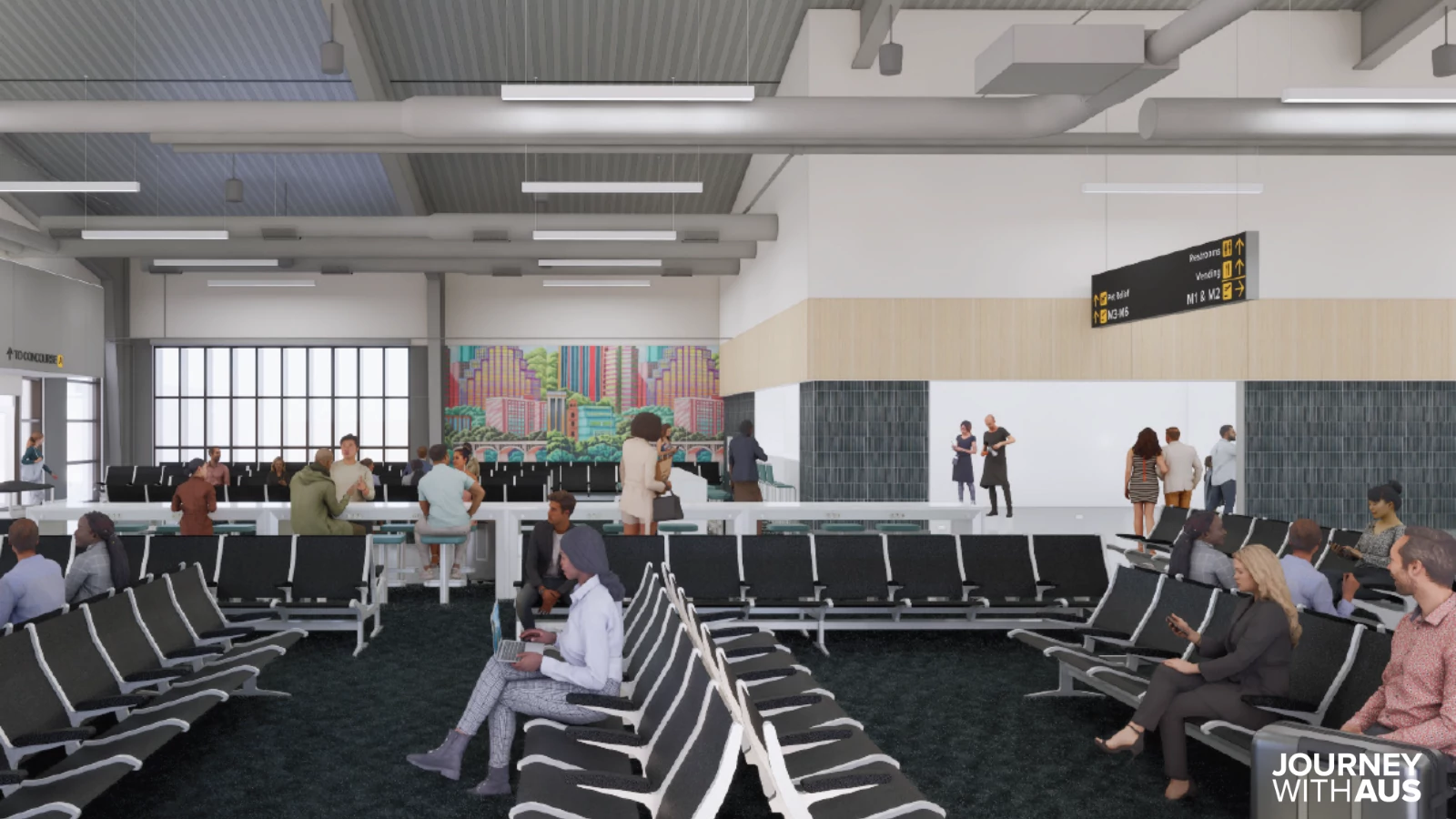 A rendering of the Concourse M project and how the hold rooms in the facility are going to look like.