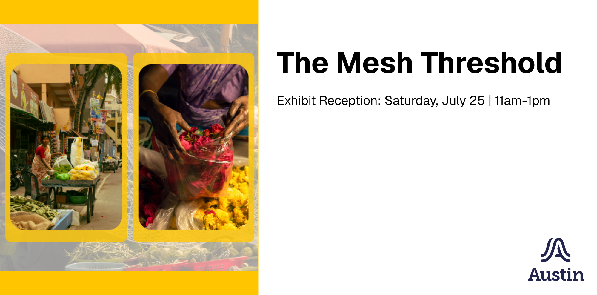Collage of photographs from The Mesh Threshold exhibit