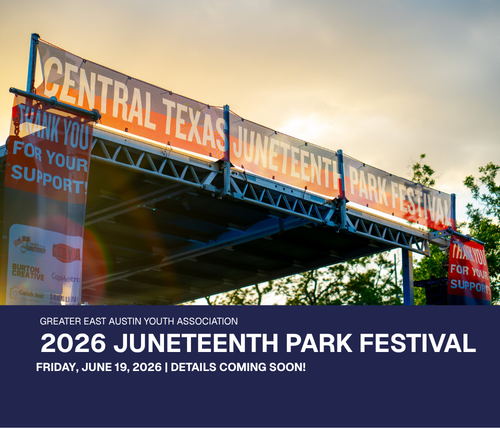 photo of stage from the greater east austin youth association juneteenth park festival