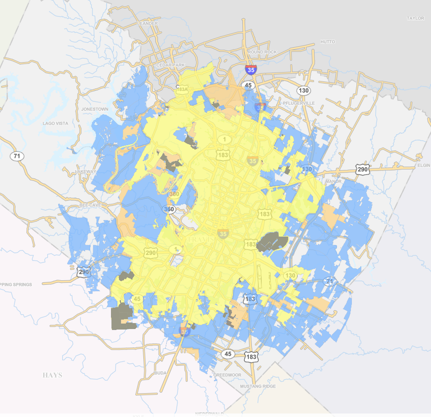 Map of Austin's recent and proposed annexations