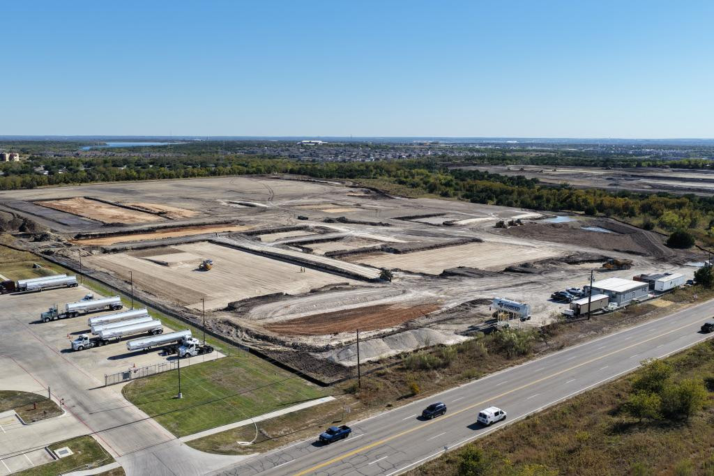 An aerial view of the lot on which the Northeast Service Center is being built.