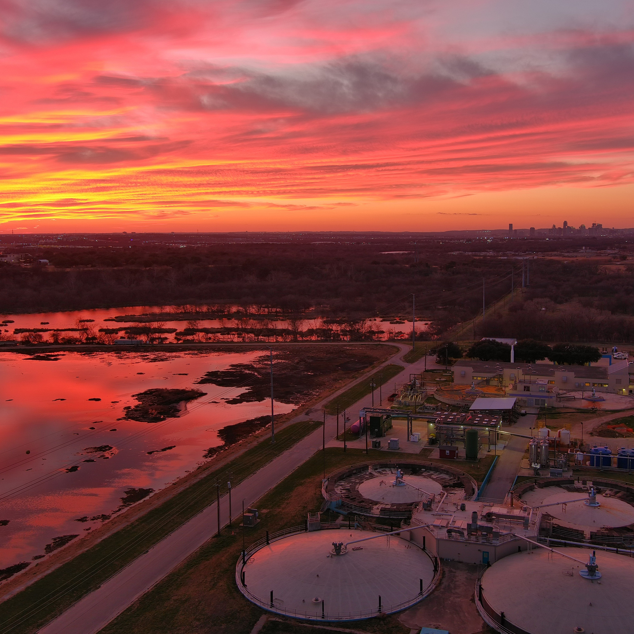 An aerial view of Austin Water's Hornsby Bend facility.