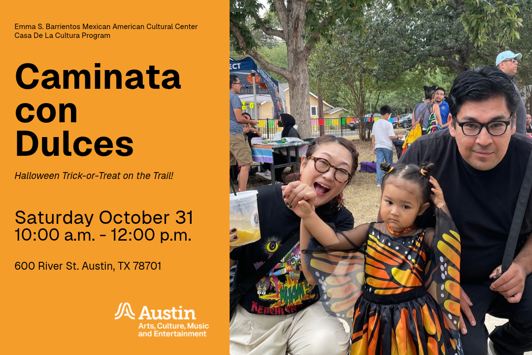 Flyer showing a family at Day of the Dead