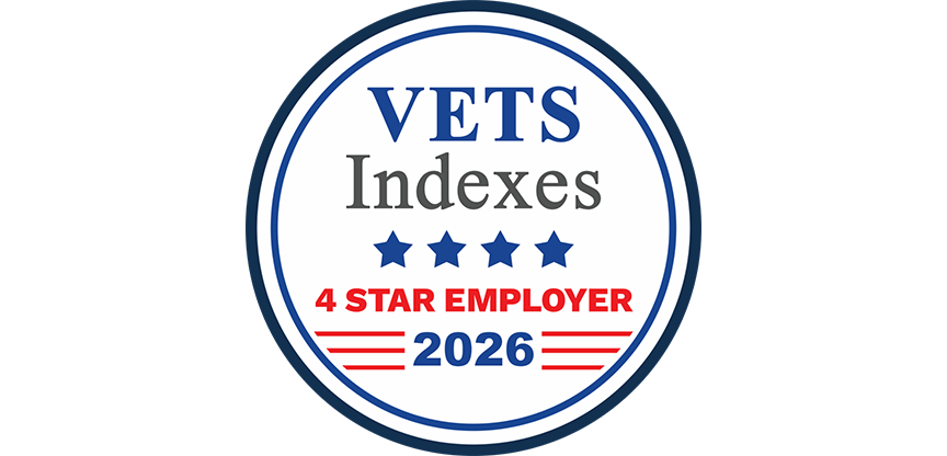 Vets Index 4 Star Employer 2026 round badge