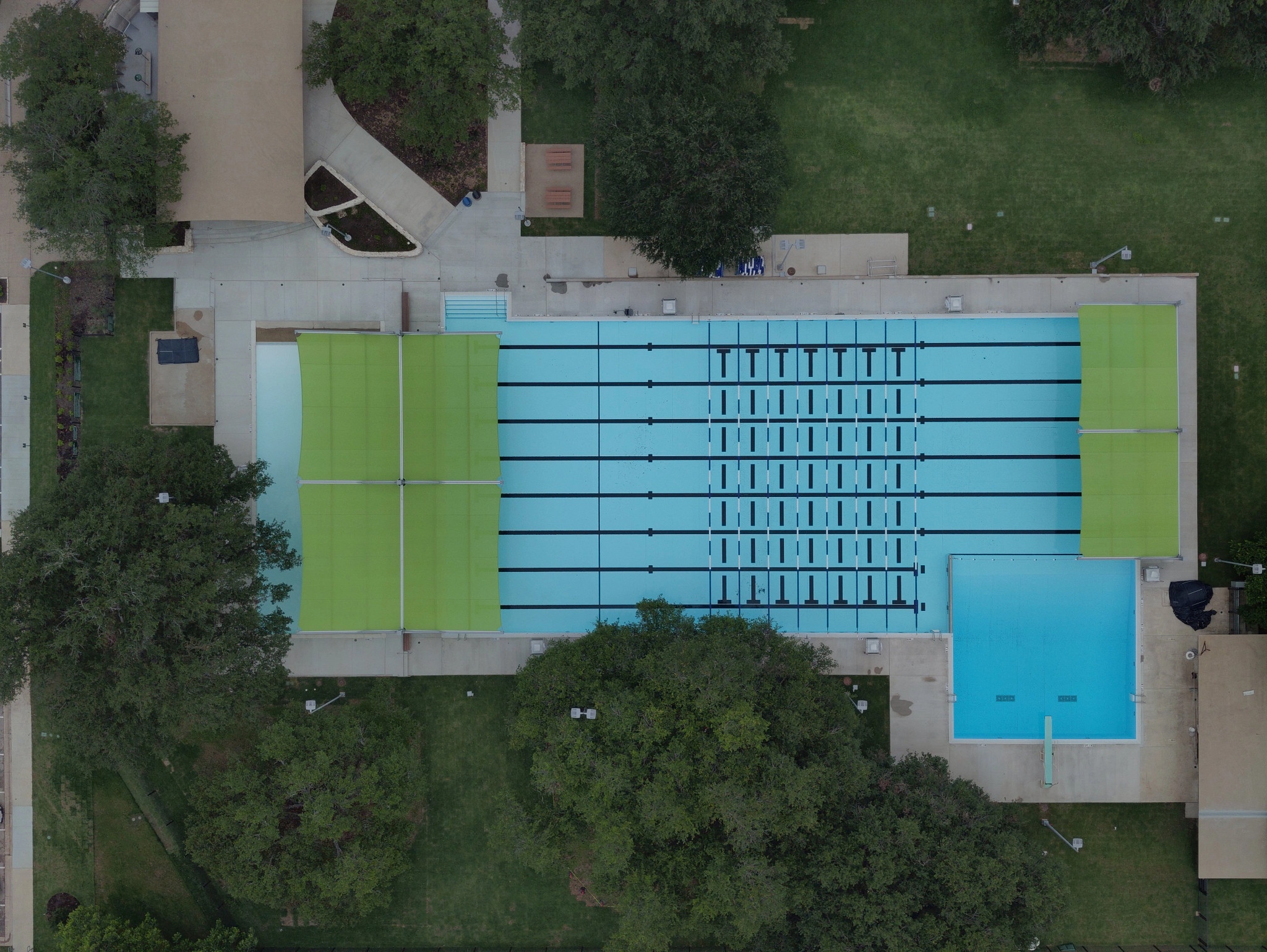 Overhead view of the 9-lane lap pool at Beverly S. Sheffield NW Pool