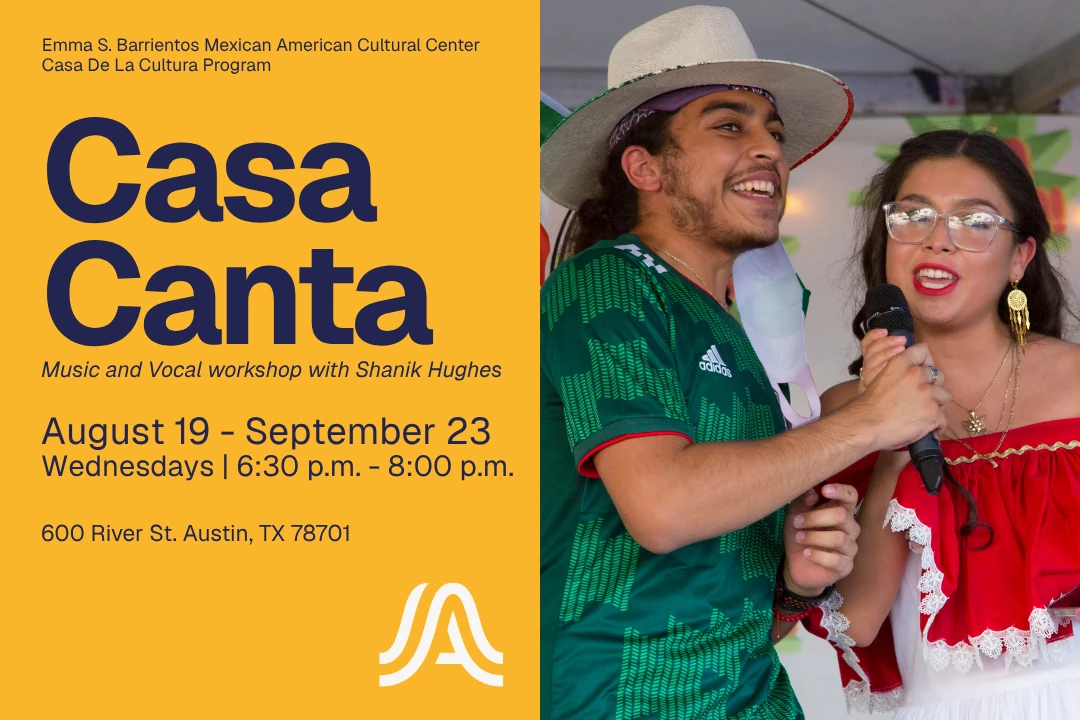 Flyer showing two singers in mexican flag colors