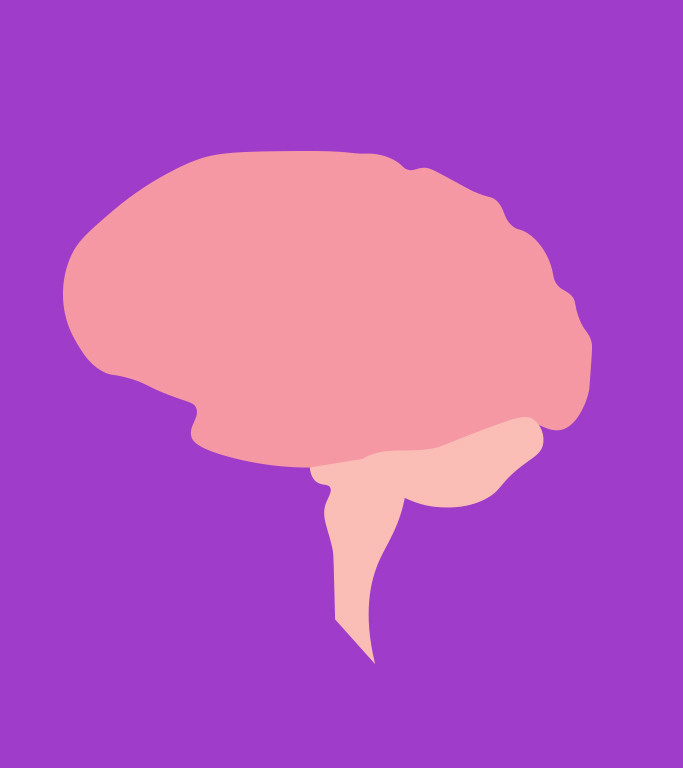 pink brain with white text
