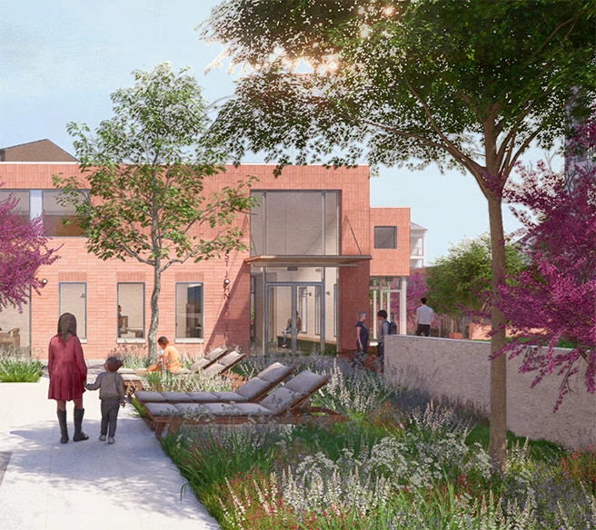 Rendering of future outdoor recreation area in the St. John Site