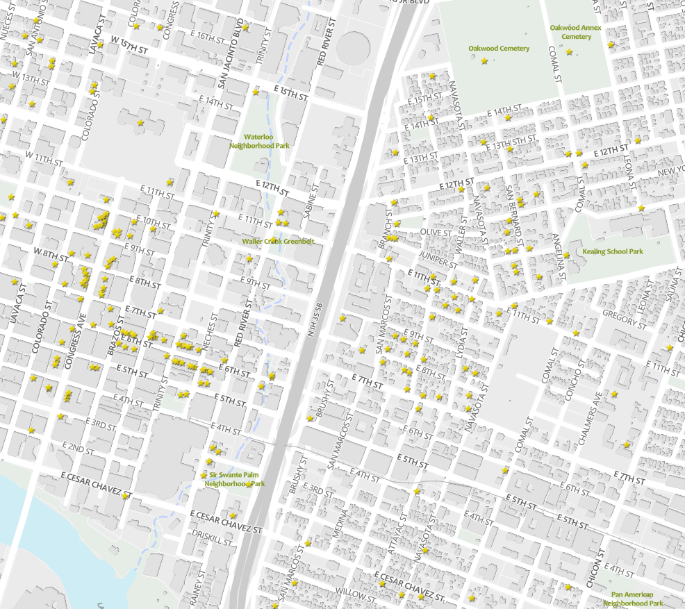Online map of Austin's historic landmarks.