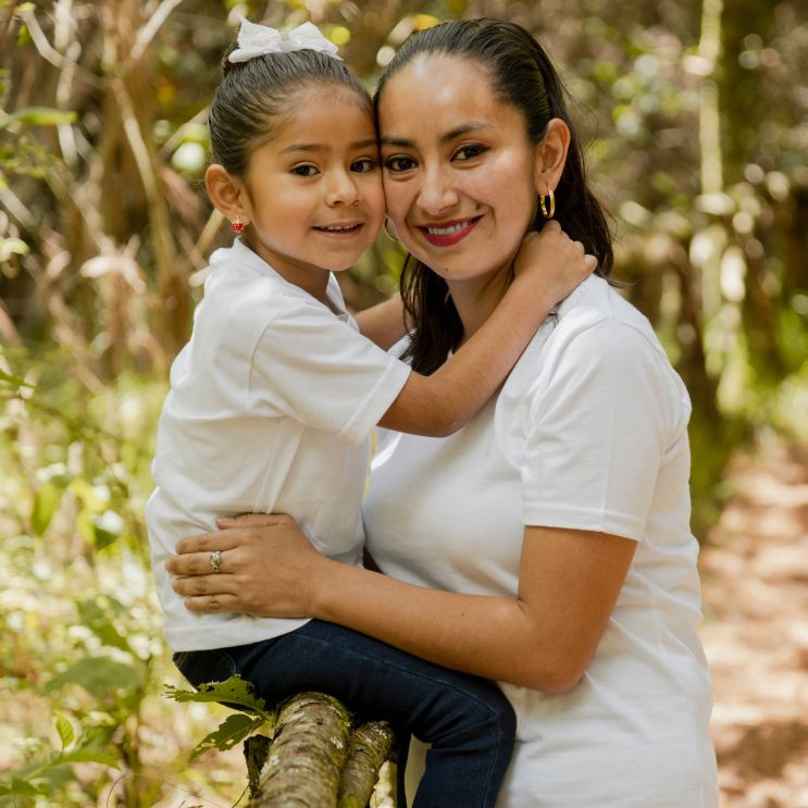 Mother and child embracing