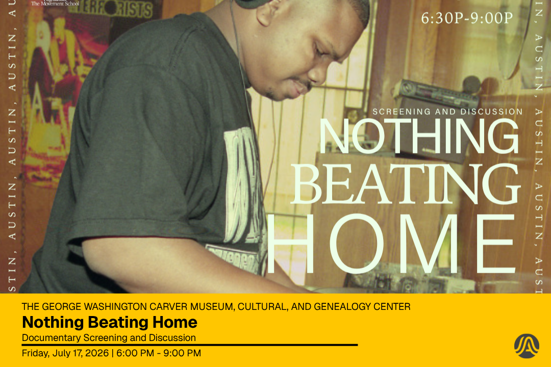 Yellow graphic featuring photo of DJ Screw