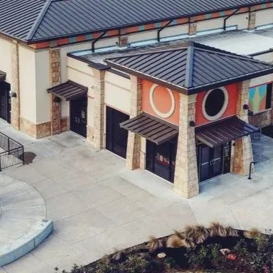 Exterior view of the Asian American Resource Center with orange accents.