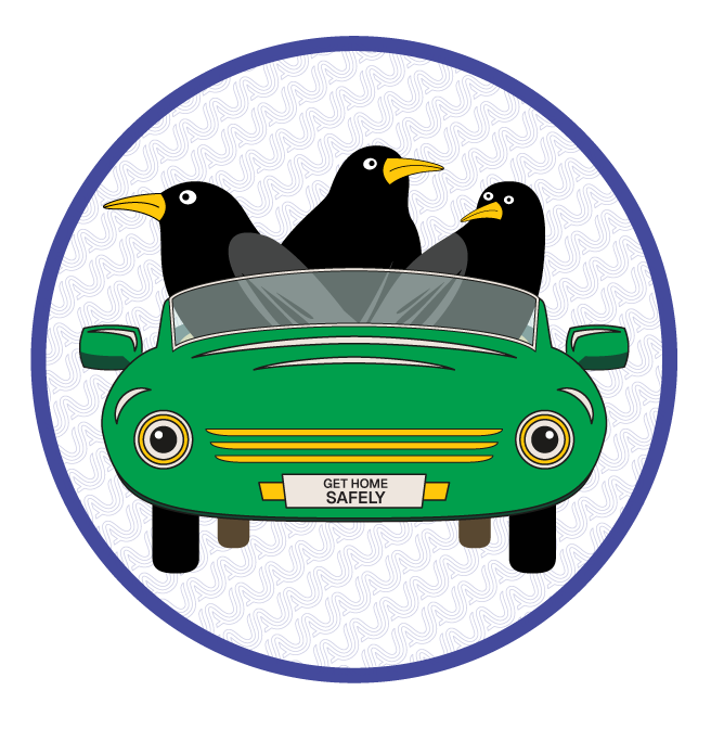 A group of grackles take a rideshare home.