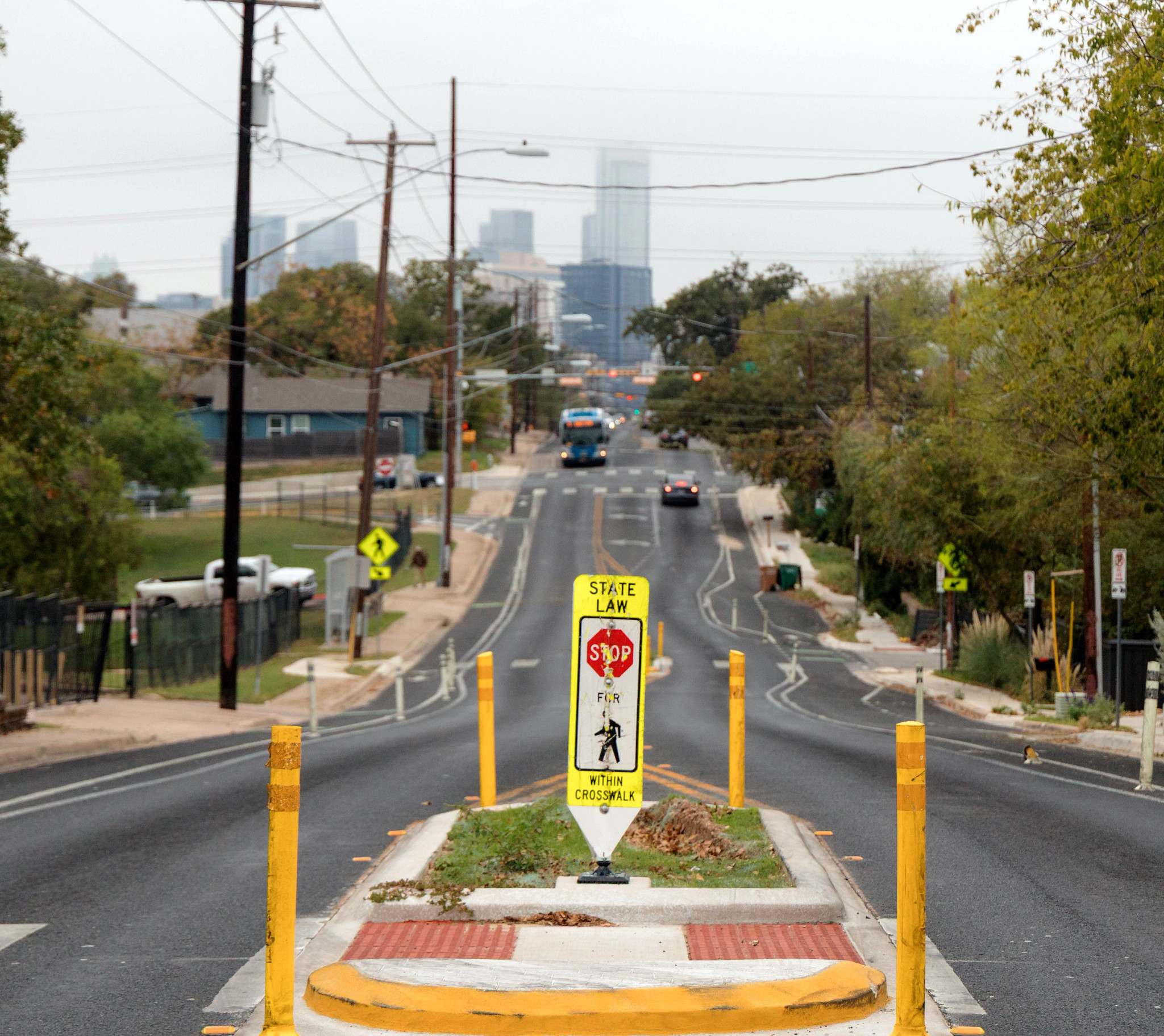 A pedestrian crossing on East 12th Street.