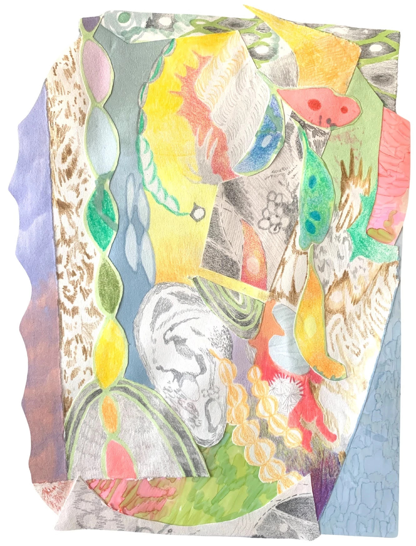 A collage of abstract illustrations in many different colors