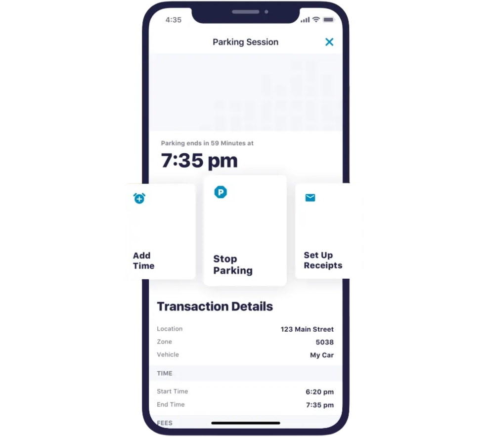 Image of Park ATX screen with feature callouts.