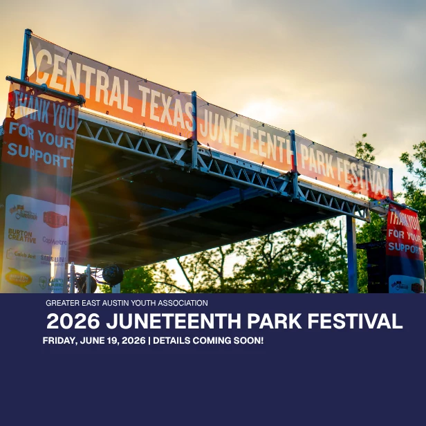photo of stage from the greater east austin youth association juneteenth park festival