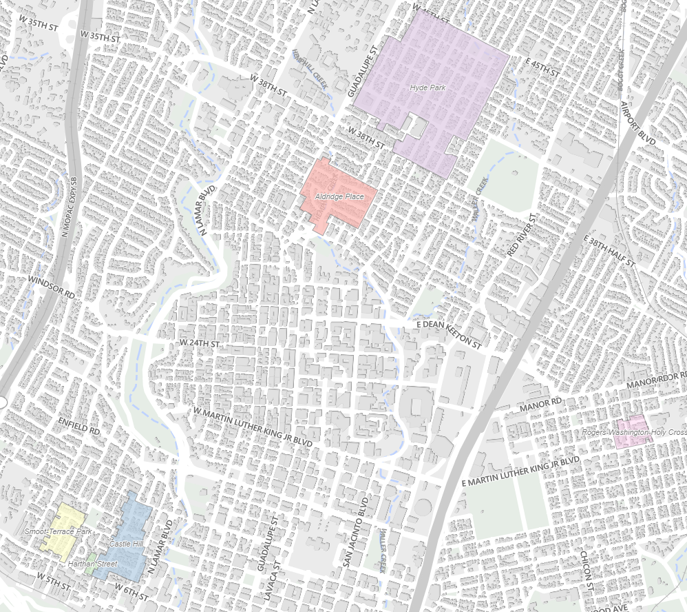 Online map of Austin's historic districts.