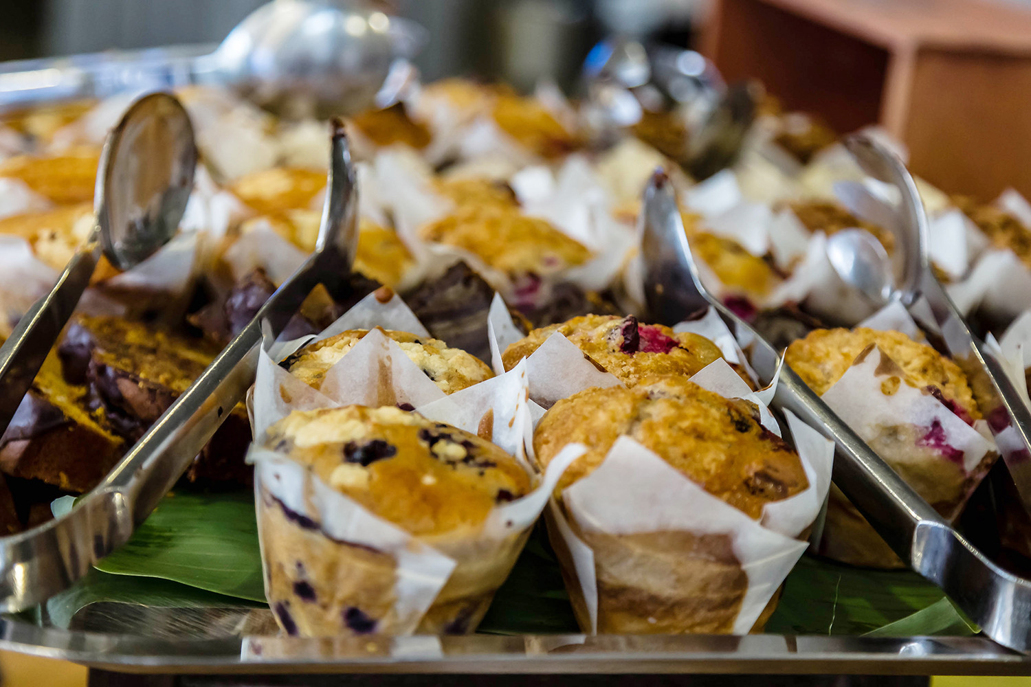 Image of muffins on a serving platter to showcase the Palmer Events Center's booth catering capabilities