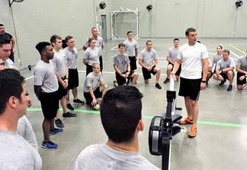 EMS cadets in a PT class