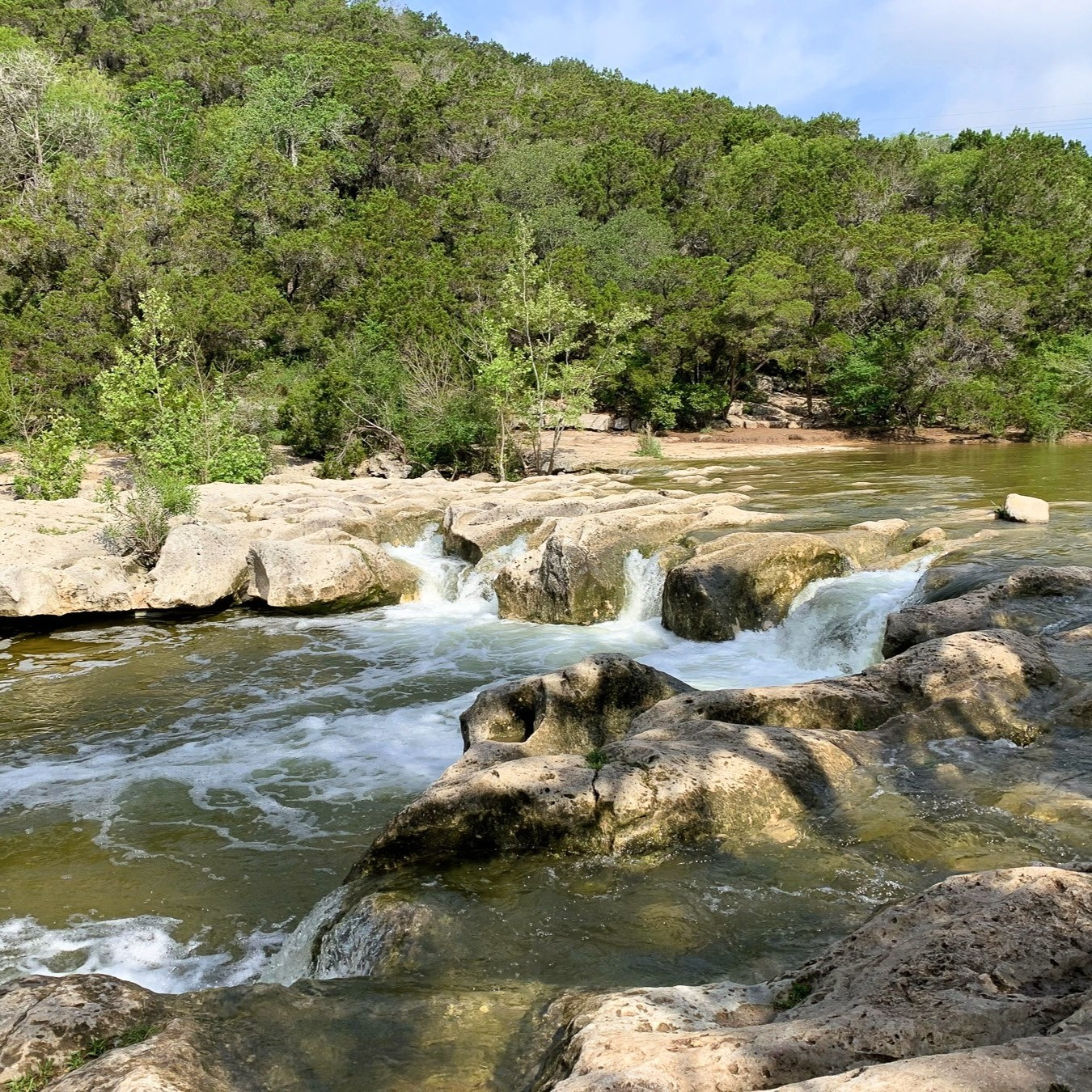 A view of Sculpture Falls on the Barton Creek Greenbelt, managed by Austin Water as part of the Balcones Canyonlands Preserve