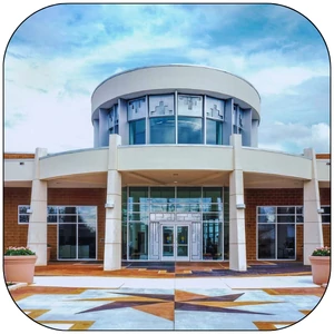 Rentable rea in the front of the George Washington Carver Museum called the Carver Plaza