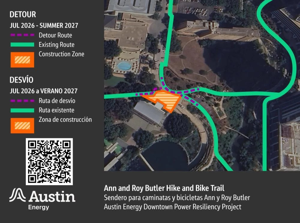 Map detailing a portion Butler Hike and Bike Trail that will be rerouted through summer 2027