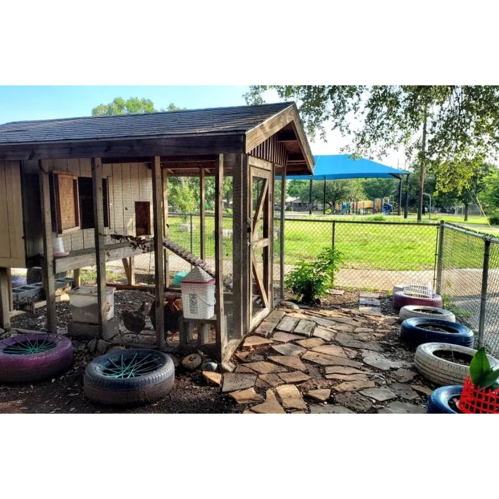 Chicken coop at a Green School Park