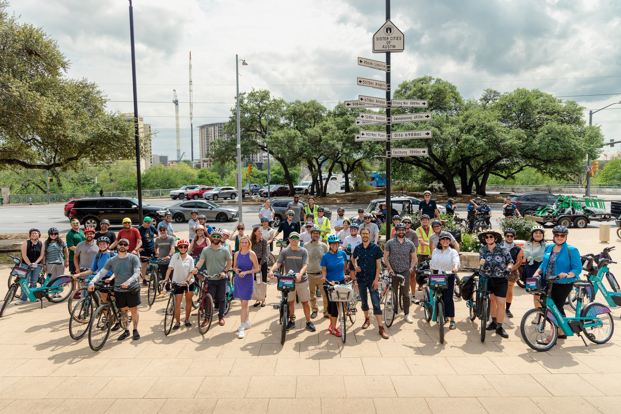 Participants in the 2026 Austin Mobility Committee Bike Ride